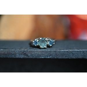 Sapphire Ring Raw Diamond Engagement Ring Rough Diamond Wedding Band Uni…